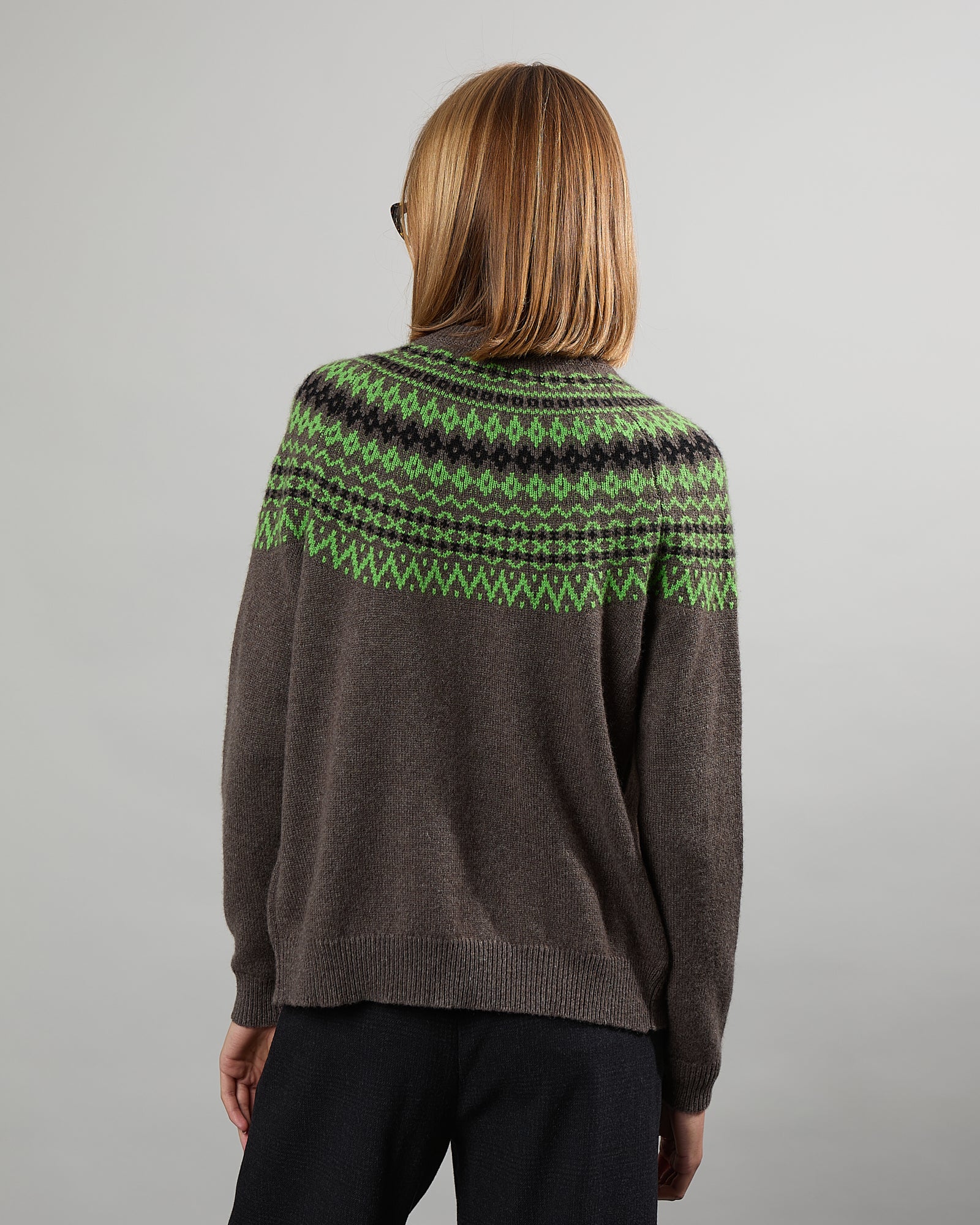 Maxi Cardigan Mila Fair Isle brown 19 - 2 - Alexandra Golovanoff