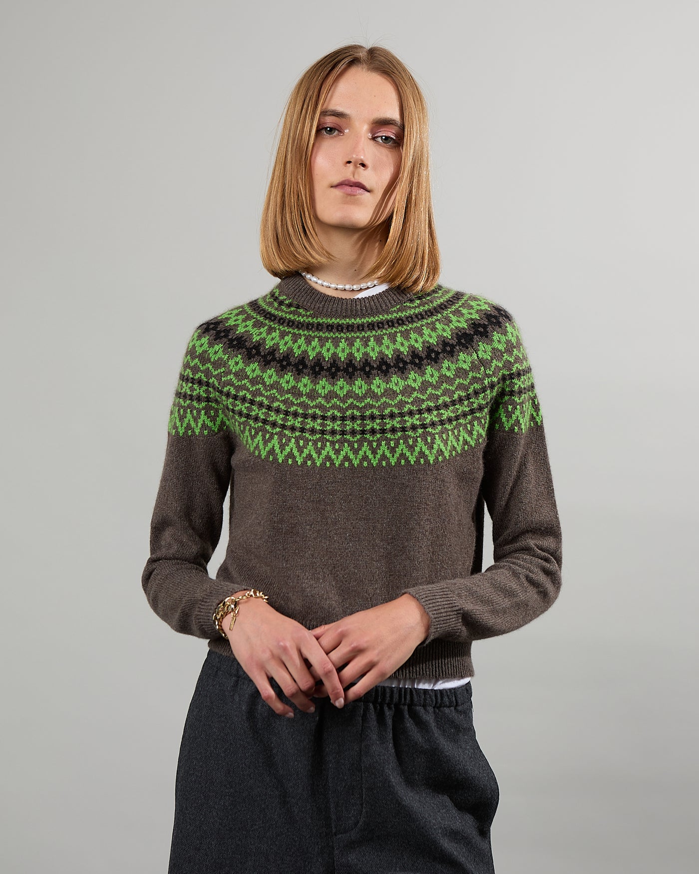 Mini Mila Fair Isle brown 19