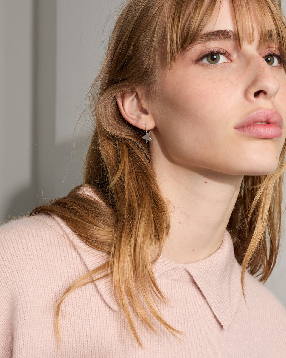 Boucle - Boucle d'oreille Etoile or blanc - 2 - Alexandra Golovanoff