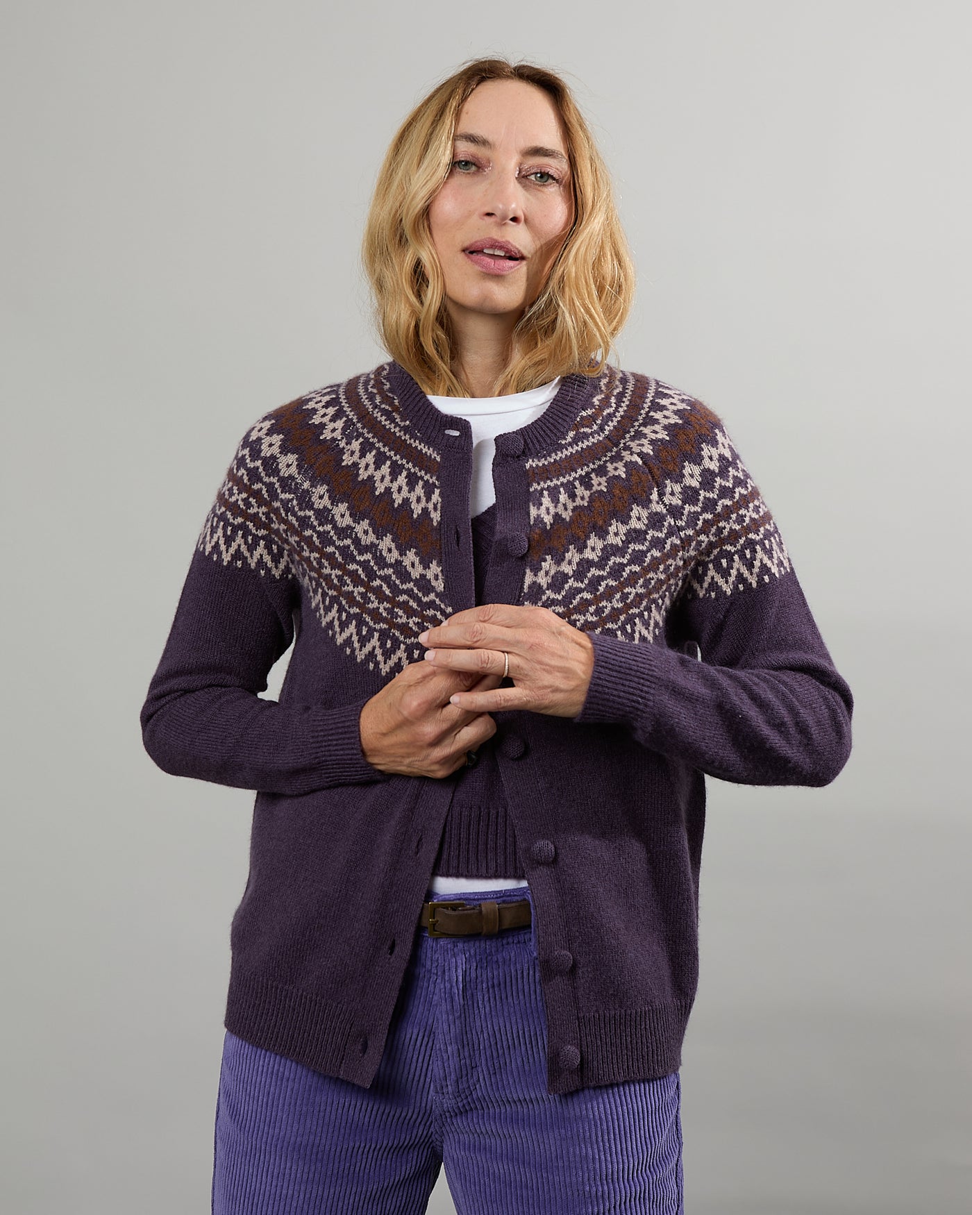 Maxi Cardigan Mila Fair Isle purple 19