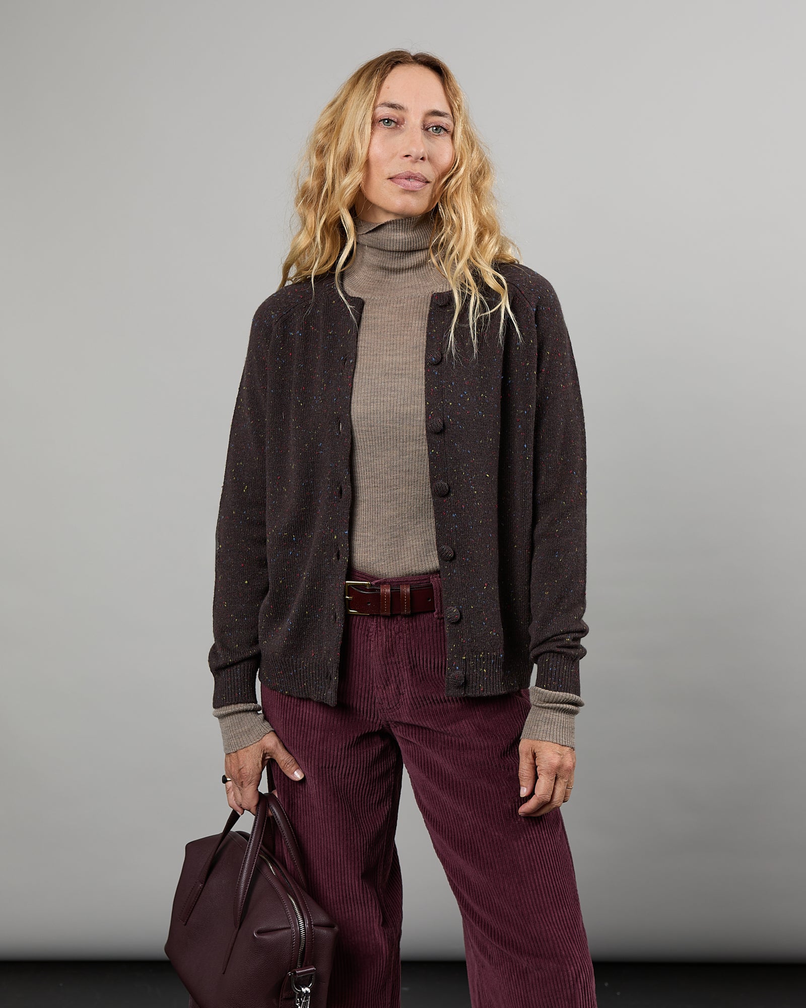 Maxi Cardigan Mila Tweed cacao 19 - 2 - Alexandra Golovanoff