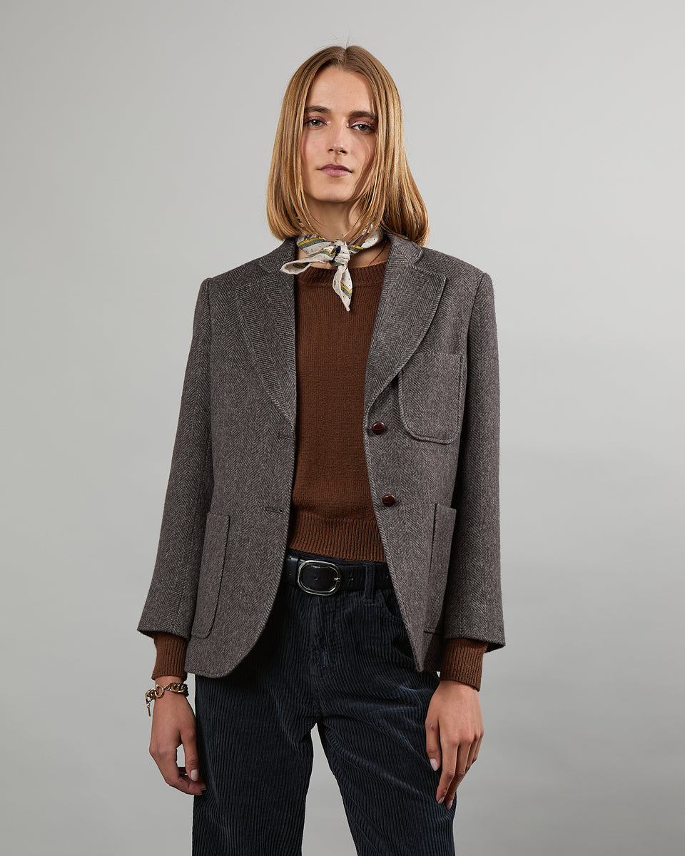 John - Veste 100% cachemire - chevrons - 3 poches plaquées - 1 - Alexandra Golovanoff