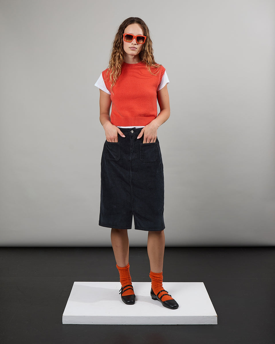 Mary - Jupe velours - fente - longueur genou - 2 - Alexandra Golovanoff