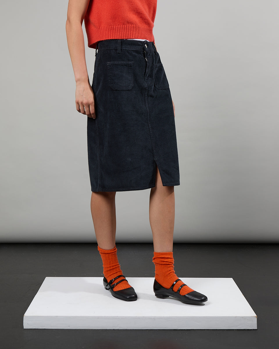 Mary - Jupe velours - fente - longueur genou - 1 - Alexandra Golovanoff