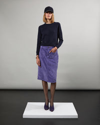 Mary - Jupe velours - fente - longueur genou - 1 - Alexandra Golovanoff