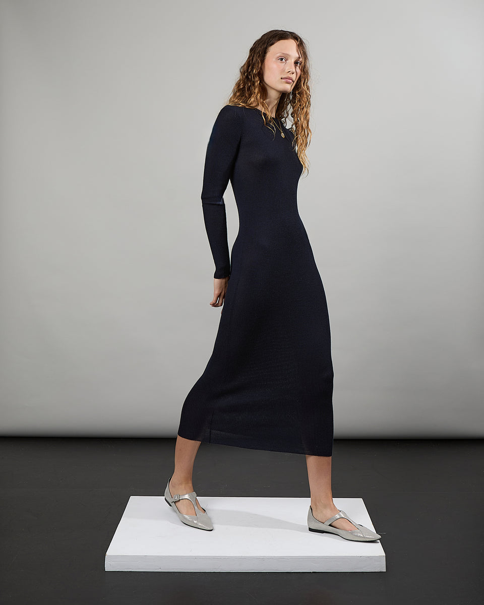 Robe - Robe longue en 100% laine vierge manches longues  - 1 - Alexandra Golovanoff