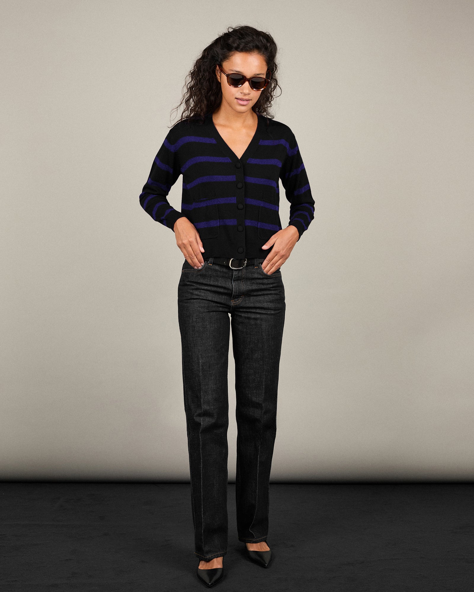 Louise - Cardigan Louise Stripes myrtille 18 - 1 - Alexandra Golovanoff