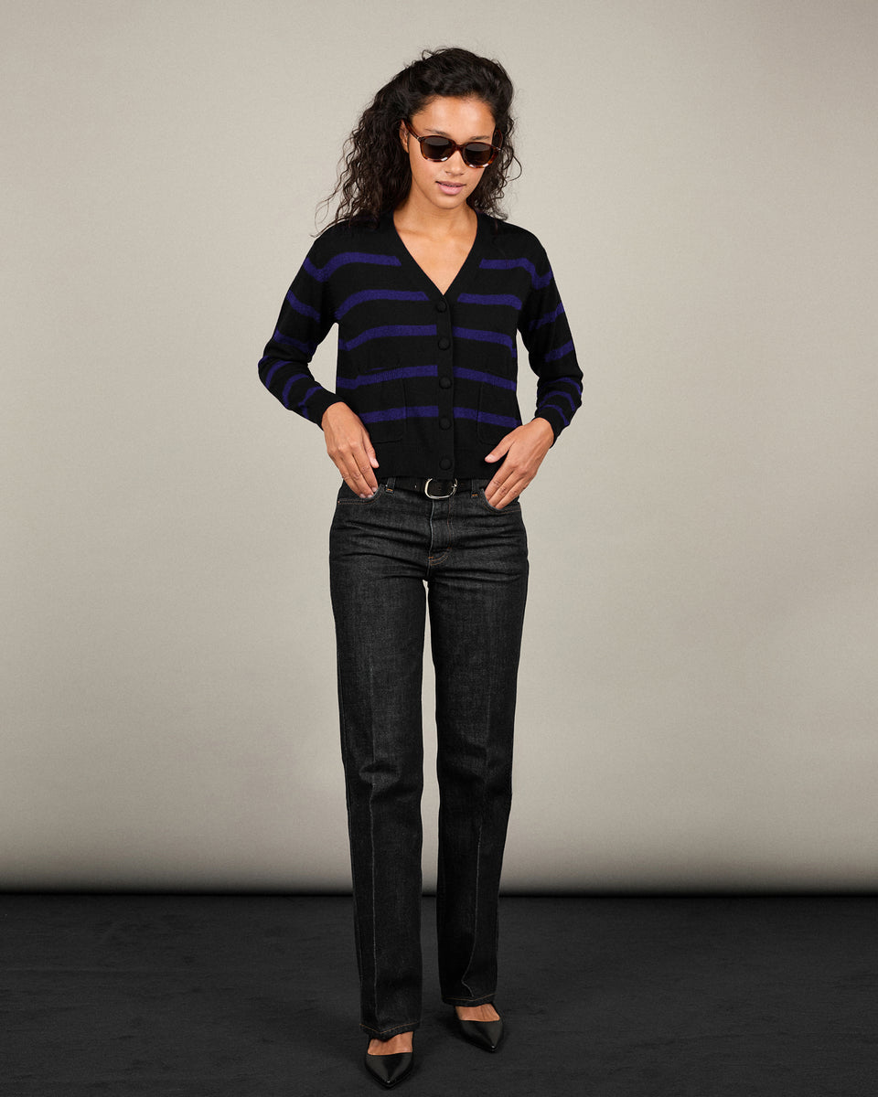 Louise - Cardigan Louise Stripes myrtille 18 - 1 - Alexandra Golovanoff