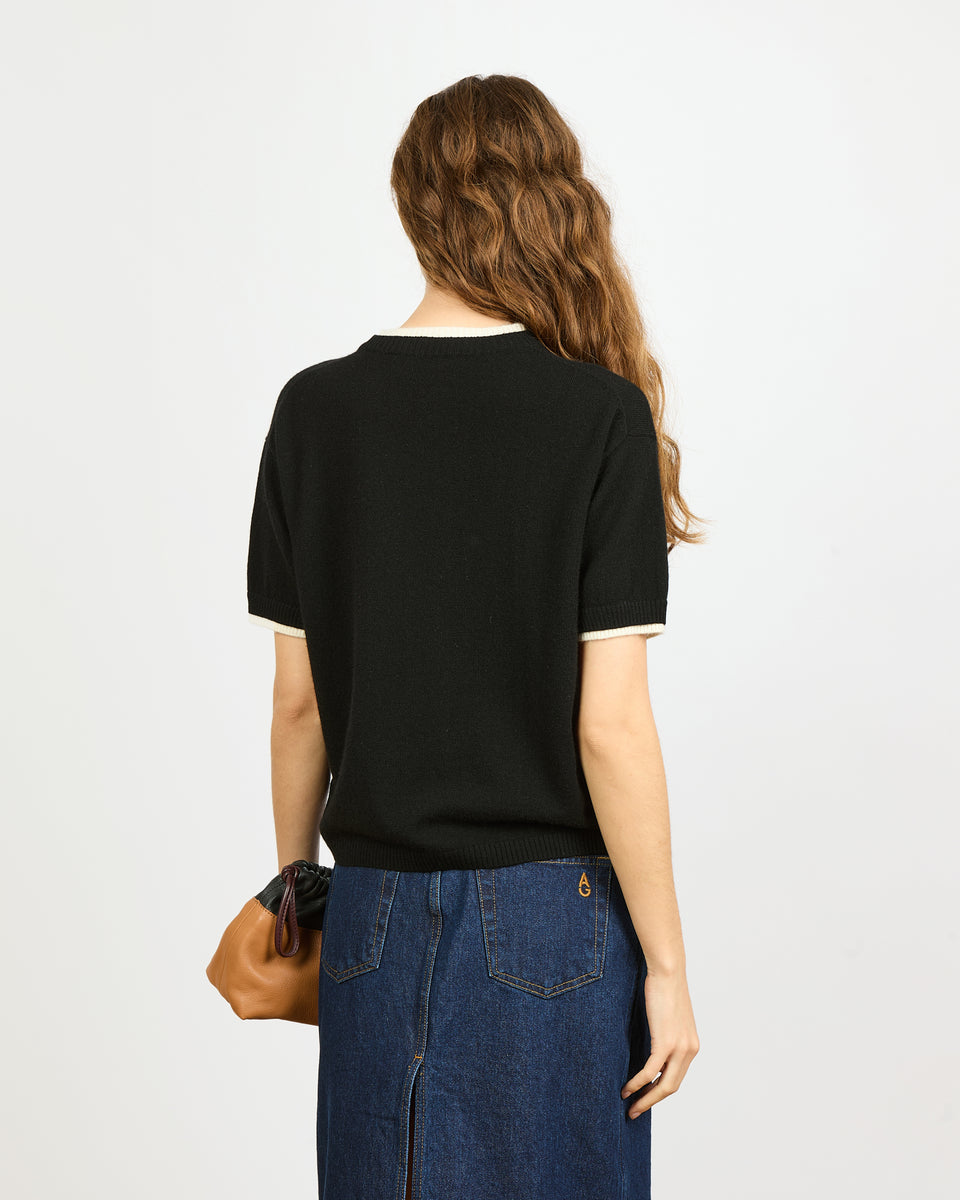 Alberto - T-shirt  fin en trompe l'œil en 100% cachemire - 2 - Alexandra Golovanoff