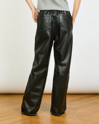 Ava - Pantalon large - taille élastique - 100% cuir d'agneau - 4 - Alexandra Golovanoff