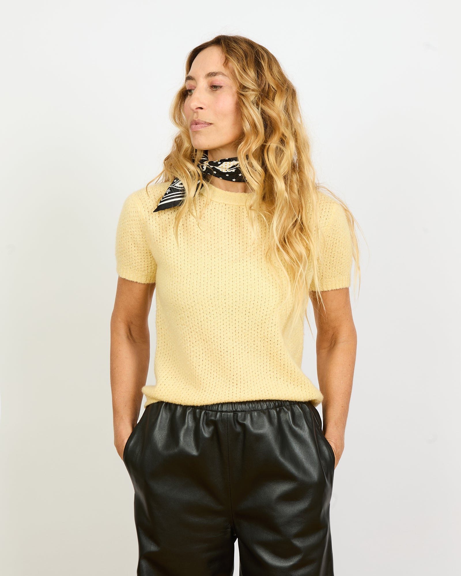 Mini - T-shirt manches arrondies en cachemire et soie - 1 - Alexandra Golovanoff