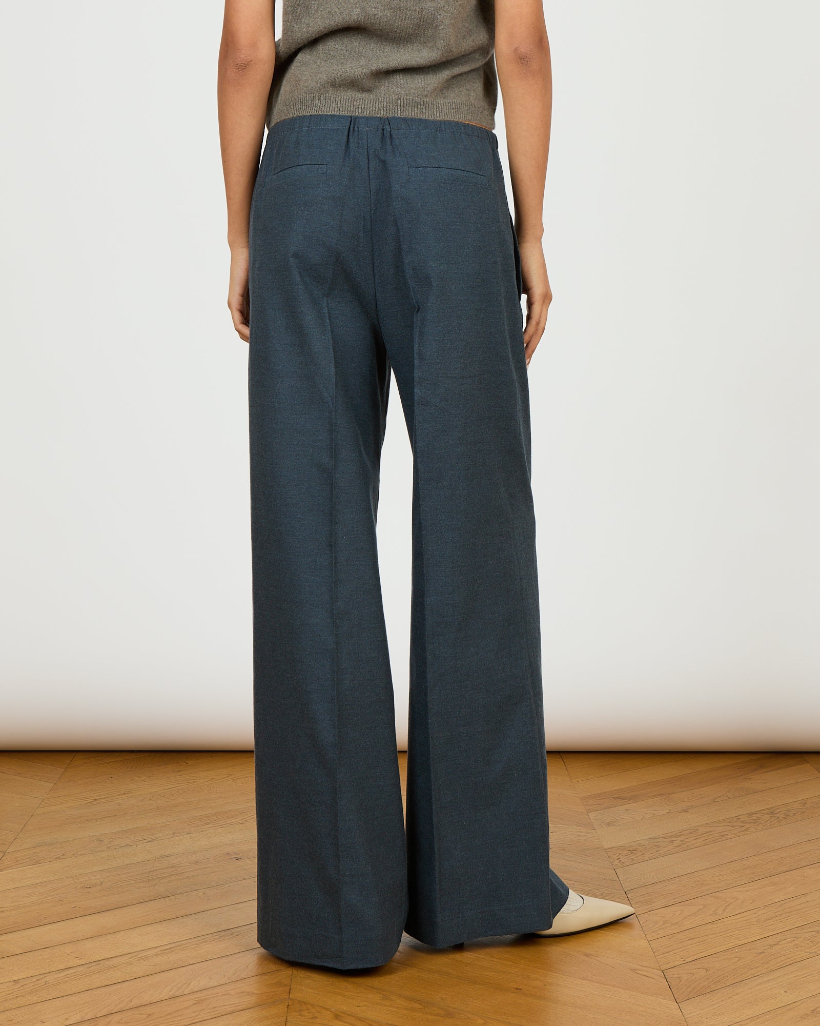 Ava - Pantalon large - taille élastique - feutre de coton - 3 - Alexandra Golovanoff