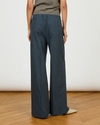 Ava - Pantalon large - taille élastique - feutre de coton - 3 - Alexandra Golovanoff