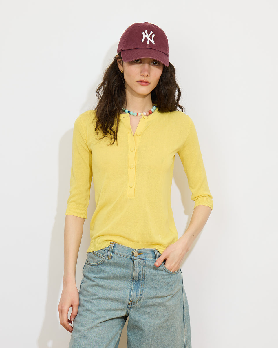 Augustin - Pull fin col tunisien en coton et lin - 1 - Alexandra Golovanoff