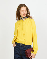 Mila - Cardigan fin col rond et manches raglantes en 100% cachemire - 1 - Alexandra Golovanoff