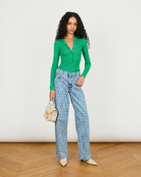 Cécile - Taille mi-haute - jambe large - long - logo en impression - 1 - Alexandra Golovanoff