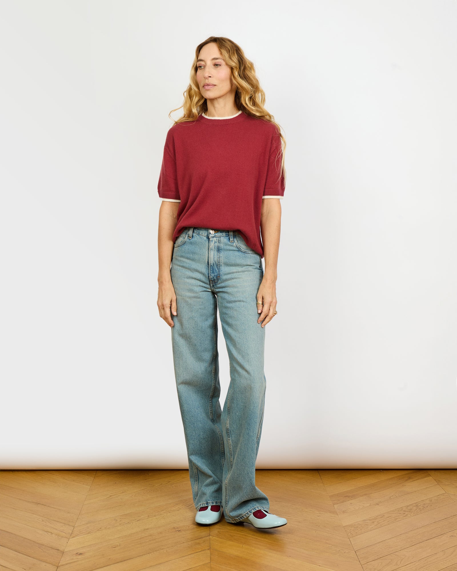 Alberto - T-shirt  fin en trompe l'œil en 100% cachemire - 1 - Alexandra Golovanoff