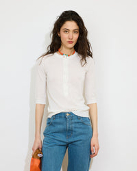 Augustin - Pull fin col tunisien en coton et lin - 1 - Alexandra Golovanoff