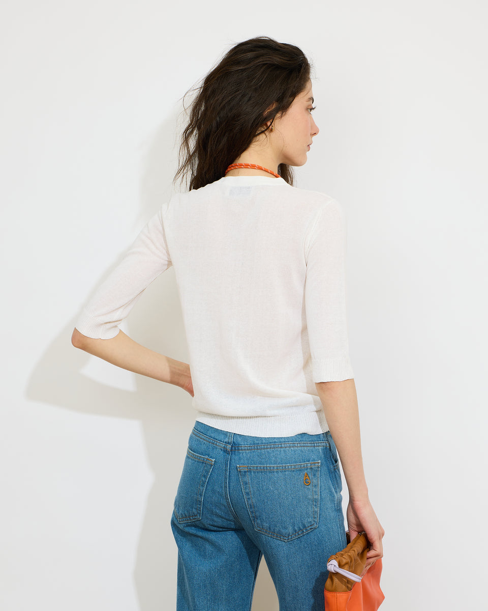 Augustin - Pull fin col tunisien en coton et lin - 2 - Alexandra Golovanoff