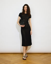 Ilana - Robe longue manches arrondies en point fishnet - 1 - Alexandra Golovanoff