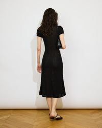 Ilana - Robe longue manches arrondies en point fishnet - 2 - Alexandra Golovanoff