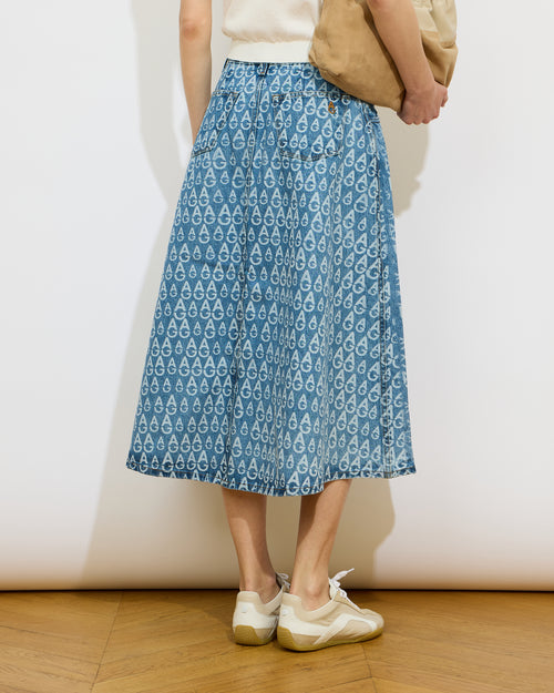 Denim - Jupe denim avec logo AG en impression - 3 - Alexandra Golovanoff