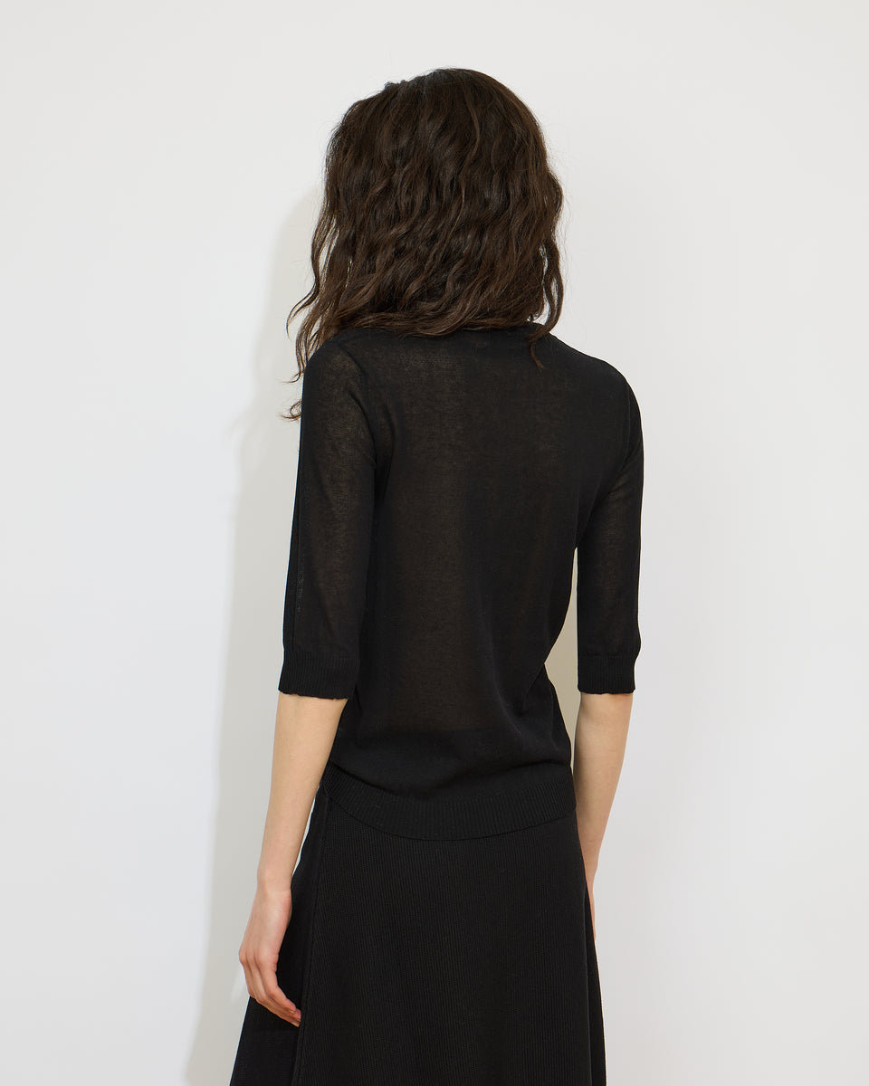Augustin - Pull fin col tunisien en coton et lin - 2 - Alexandra Golovanoff