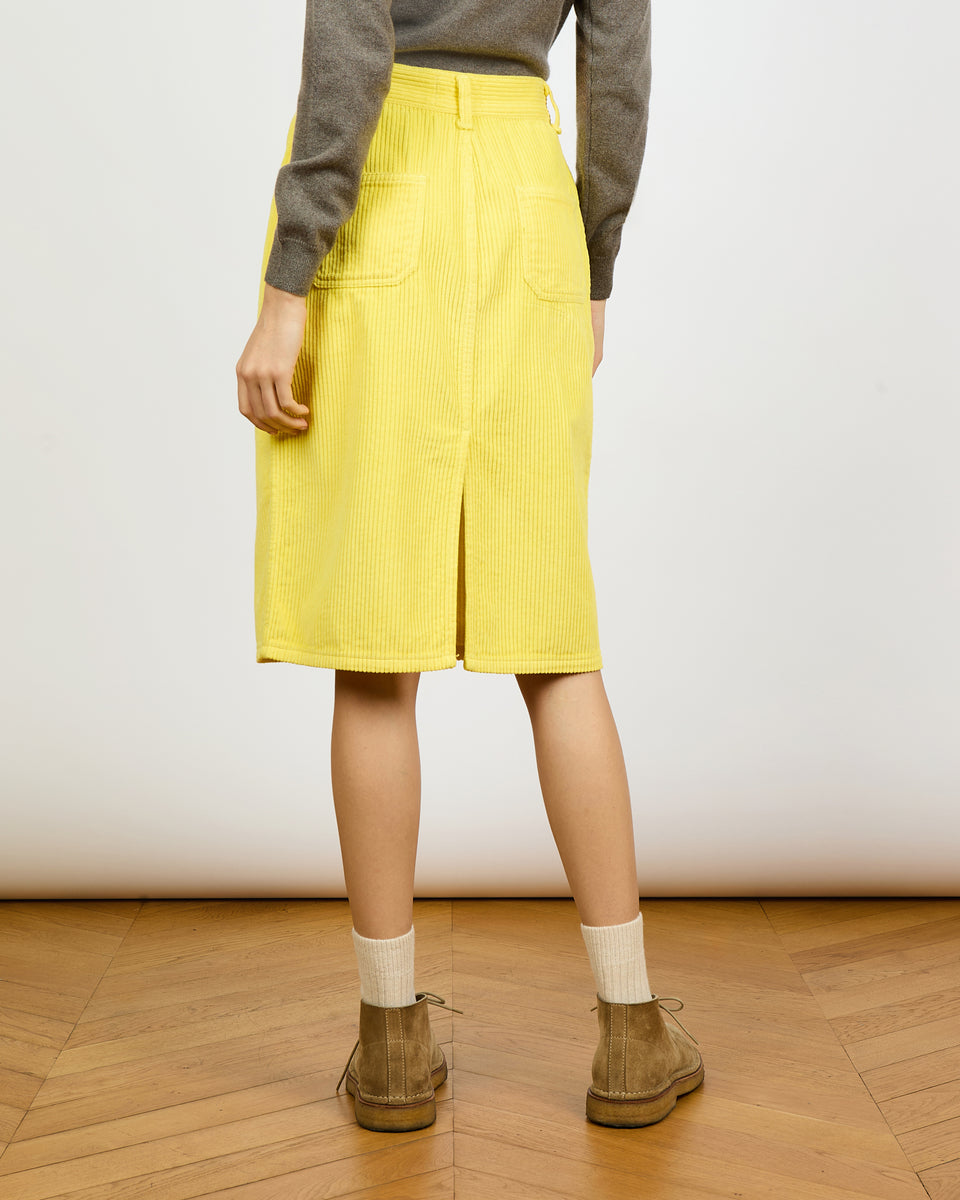 Mary - Jupe velours - fente - longueur genou - 2 - Alexandra Golovanoff