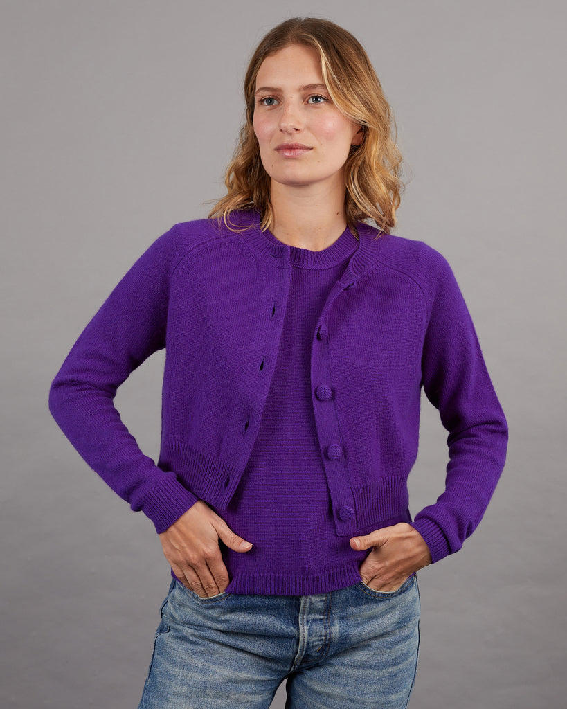 Cardigan Ouvert Charabia Pour Fille Taille 12 - Laine Lavande Mélangée, Crochet, Neuf Avec étiquettes