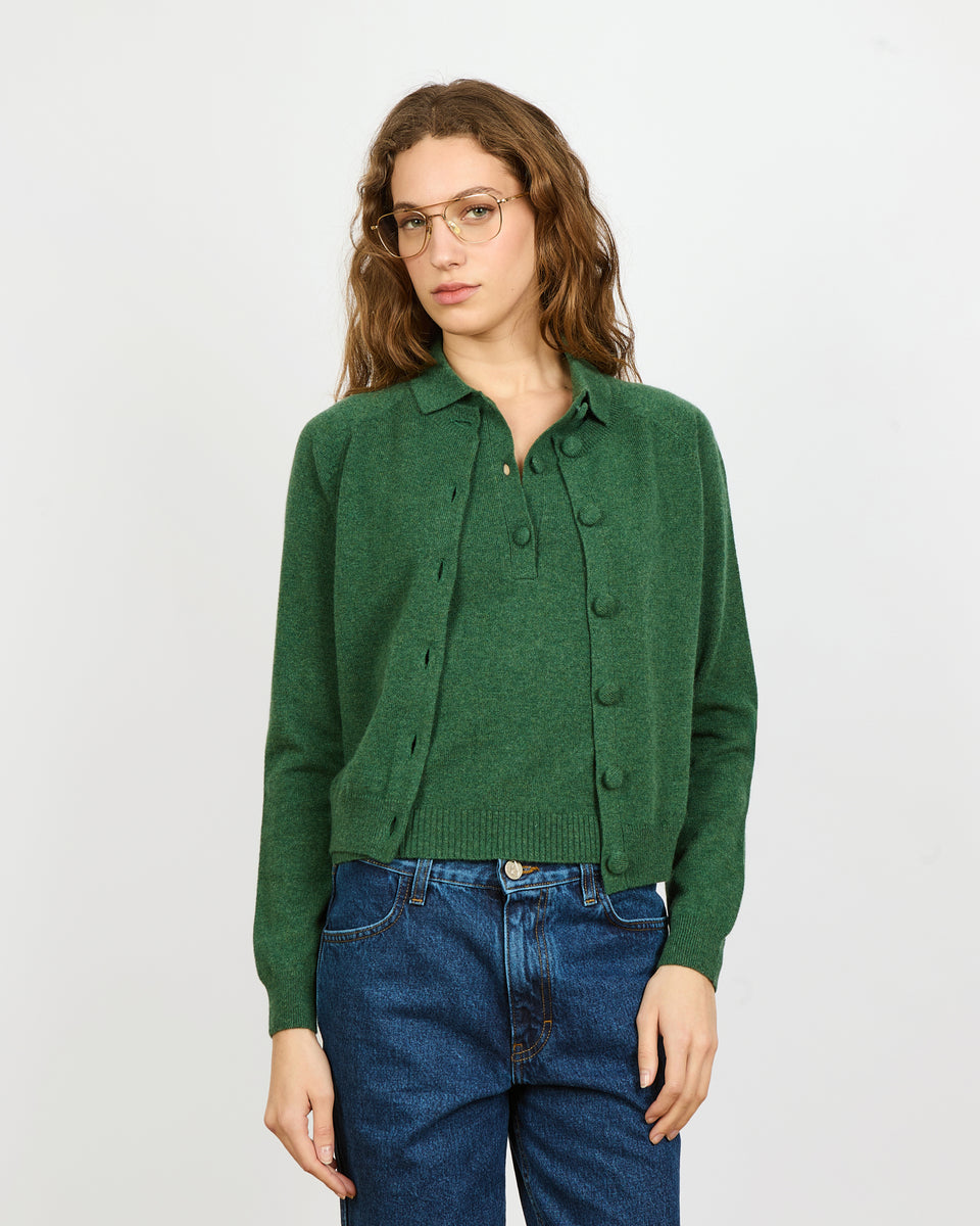 Mila - Cardigan fin col rond et manches raglantes en 100% cachemire - 1 - Alexandra Golovanoff