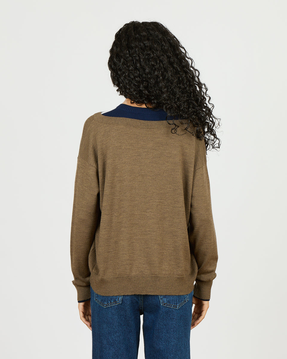 Aurele - Pull en trompe l'oeil col V en 100% laine vierge - 2 - Alexandra Golovanoff