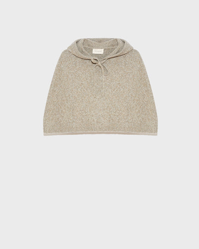Poncho capuche beige