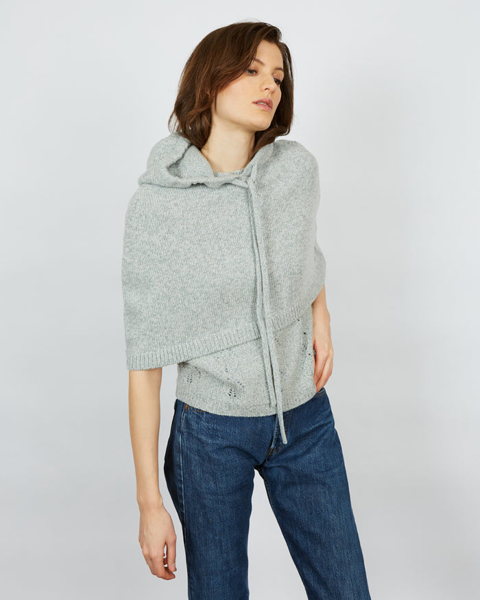 alexandra golovanoff Poncho capuche blue grey