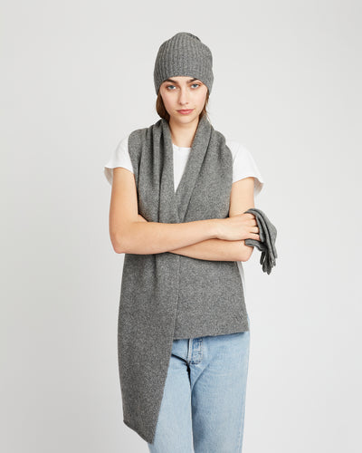 grey cashmere knitted scarf