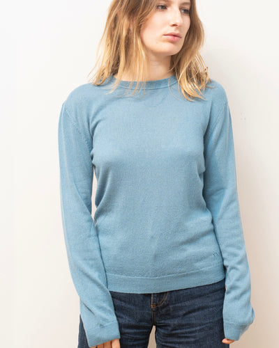 silk and cashmere sweater kwai blue
