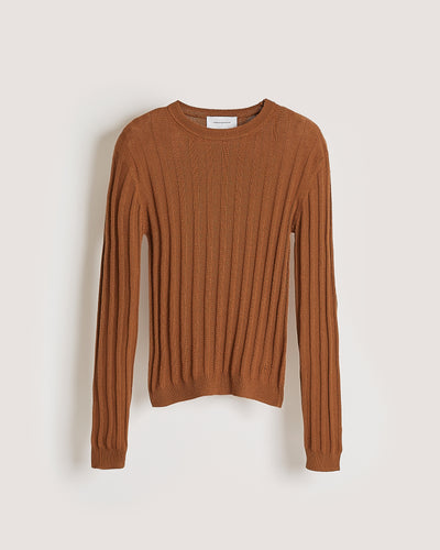 silk and cashmere ribbed sweater kawai camel